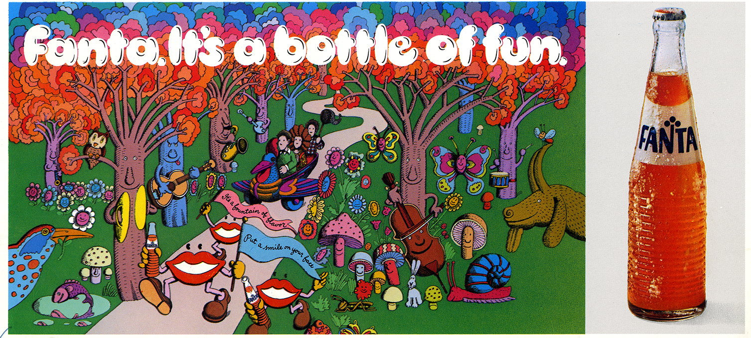 Mushrooms, animals, and people making music in a forest